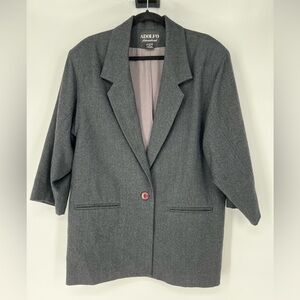 Adolfo Women's Wool Dark Gray 3/4 sleeve Blazer
